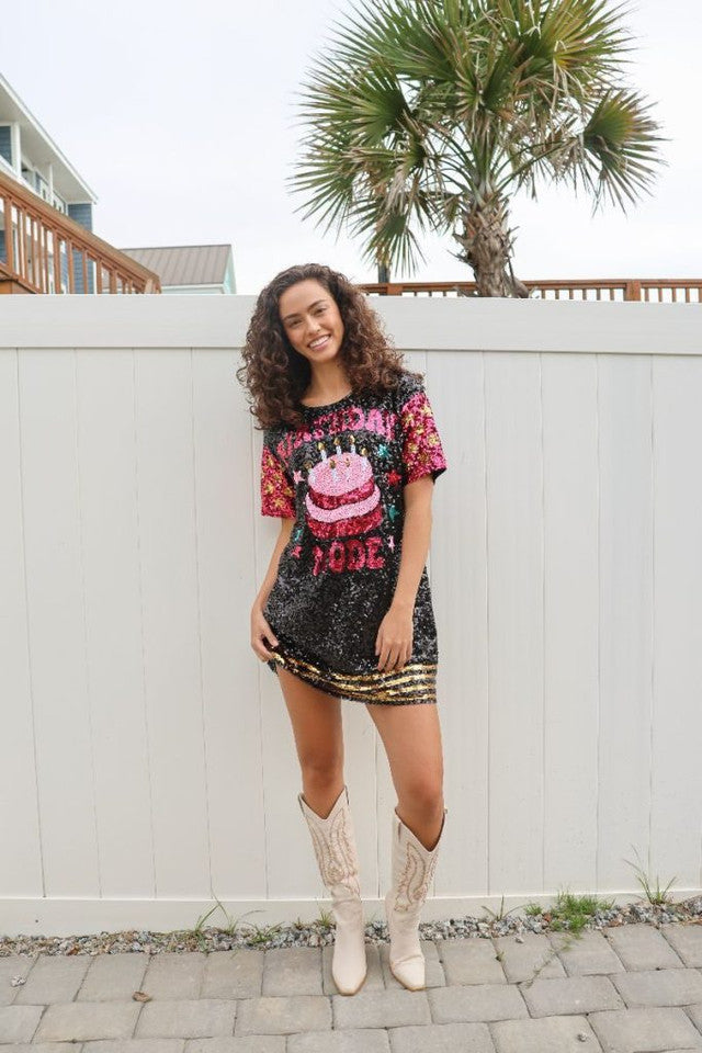 birthday tshirt dress Birthday Sequen T-shirt Dress   HER Luxe Collection