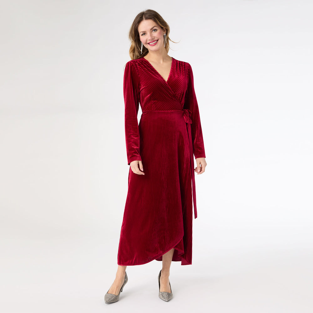 open lace back dress Made For The Moment Merlot V-Neck Velvet Maxi Dress main image 0