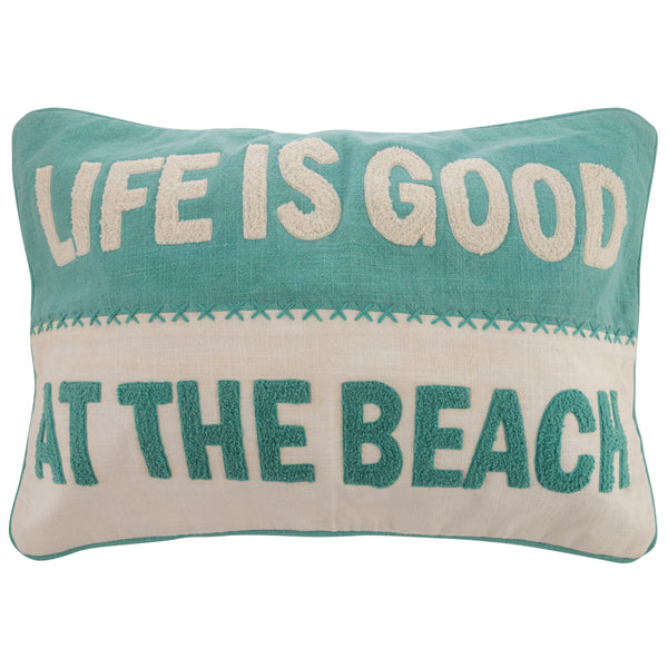 LIFE IS GOOD BEACH THROW PILLOW LUMBAR - Molly's! A Chic and Unique Boutique 