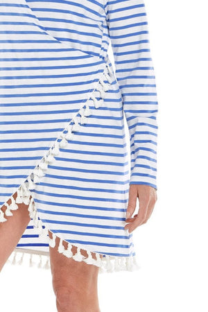 San Clemente Cover- Up Blue and White Stripe - Molly's! A Chic and Unique Boutique 