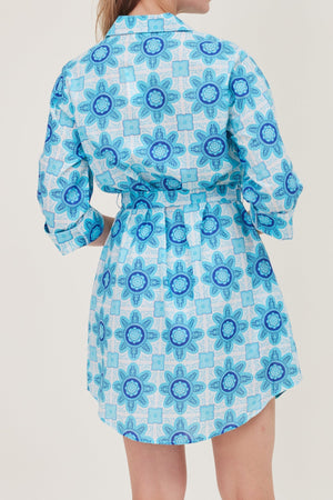 Carlotta Belted Shirt Dress in Blue Floral - Molly's! A Chic and Unique Boutique 