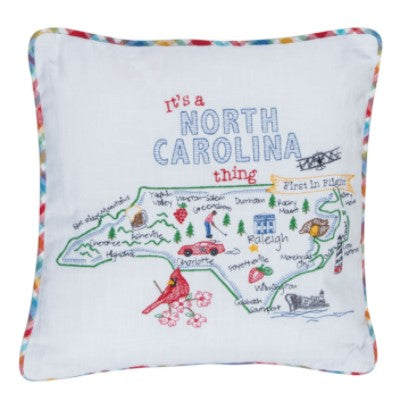 North Carolina Embroidered Pillow - Molly's! A Chic and Unique Boutique 