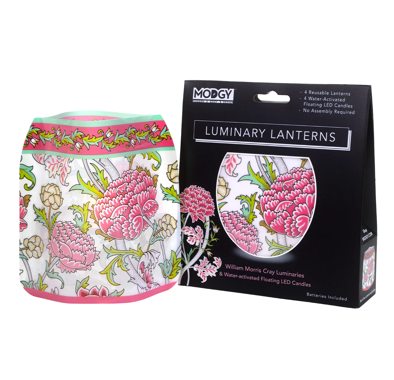 W. MORRIS CRAY LUMINARY LANTERN-PINK & GREEN FLOWERS - Molly's! A Chic and Unique Boutique 