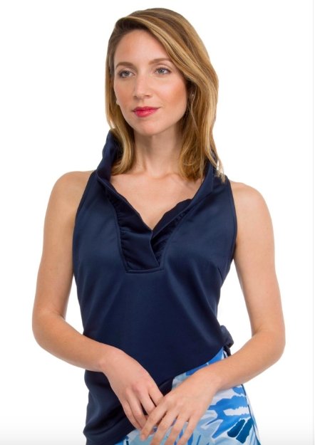RUFFLENECK TOP SLEEVELESS - TPRNNS (NAVY) - Molly's! A Chic and Unique Boutique 