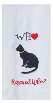 Who Rescued Who? Cat Terry Tea Towel - Molly's! A Chic and Unique Boutique 