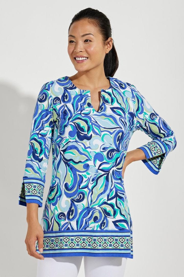 SAINT LUCIA TUNIC TOP-RIO PAISLEY-SPRING GREEN - Molly's! A Chic and Unique Boutique 
