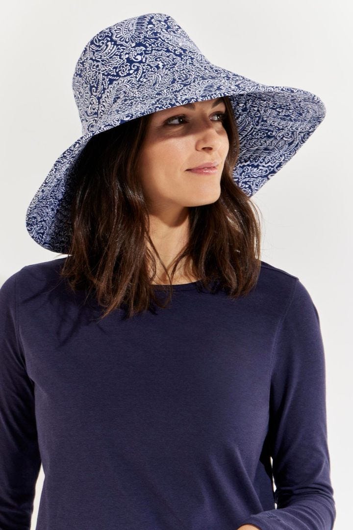 BRITTANY BEACH HAT- NAVY ARTISAN PAISLEY - Molly's! A Chic and Unique Boutique 