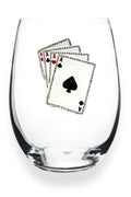 JEWELED PLAYING CARDS STEMLESS WINE GLASS - Molly's! A Chic and Unique Boutique 