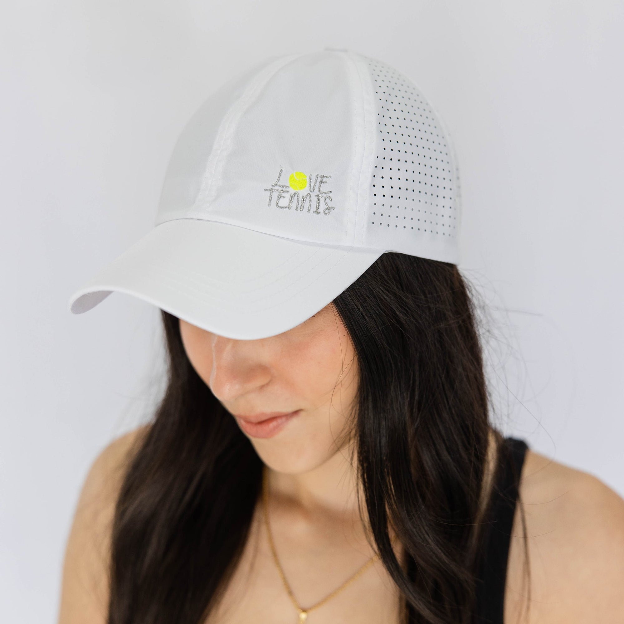 LOVE TENNIS TUCK-IN STRAP HAT- WHITE - Molly's! A Chic and Unique Boutique 