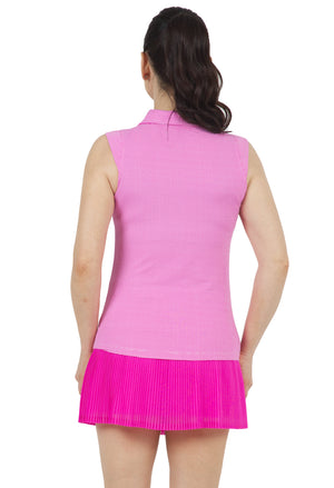 SLEEVELESS ZIP POLO CHECK- PINK - Molly's! A Chic and Unique Boutique 