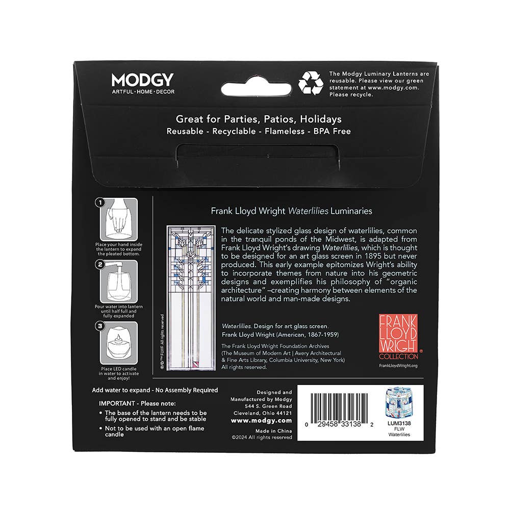 MODGY Luminary Lanterns - Frank Lloyd Wright Waterlilies - Molly's! A Chic and Unique Boutique 