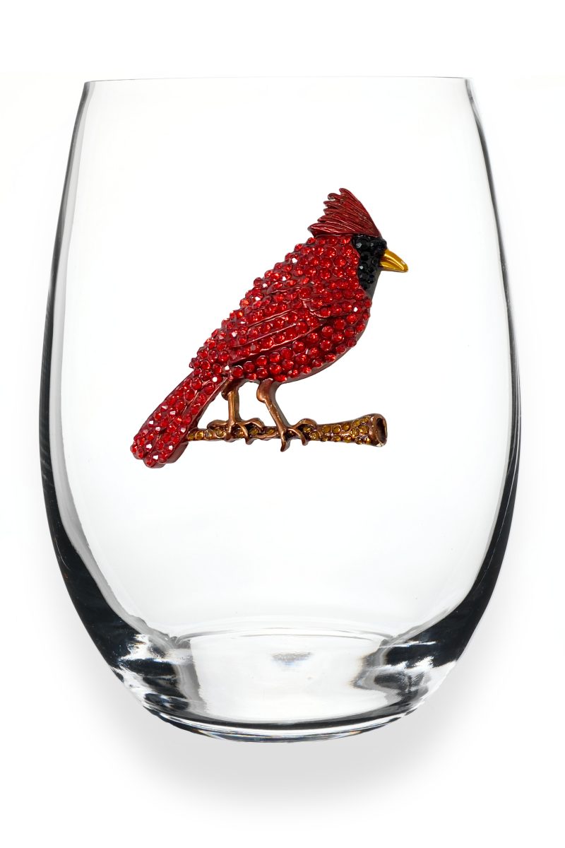 JEWELED CARDINAL STEMLESS WINE GLASS - Molly's! A Chic and Unique Boutique 