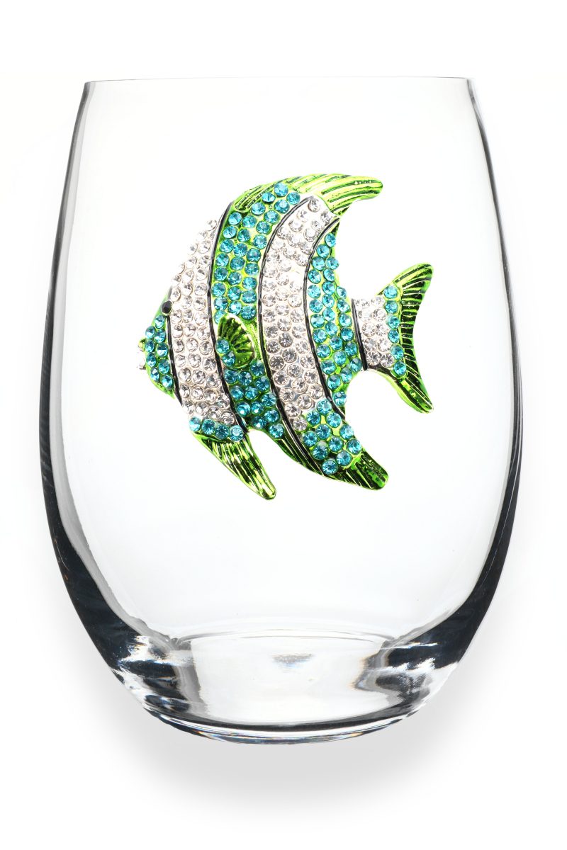 JEWELED TROPICAL FISH STEMLESS WINE GLASS - Molly's! A Chic and Unique Boutique 