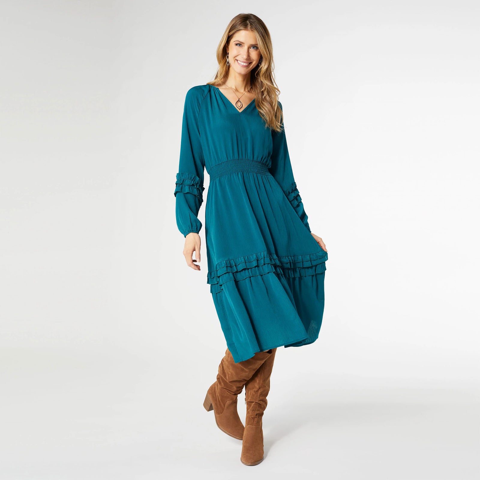 ISABELLE V-NECK TIERED RUFFLE DRESS - Molly's! A Chic and Unique Boutique 