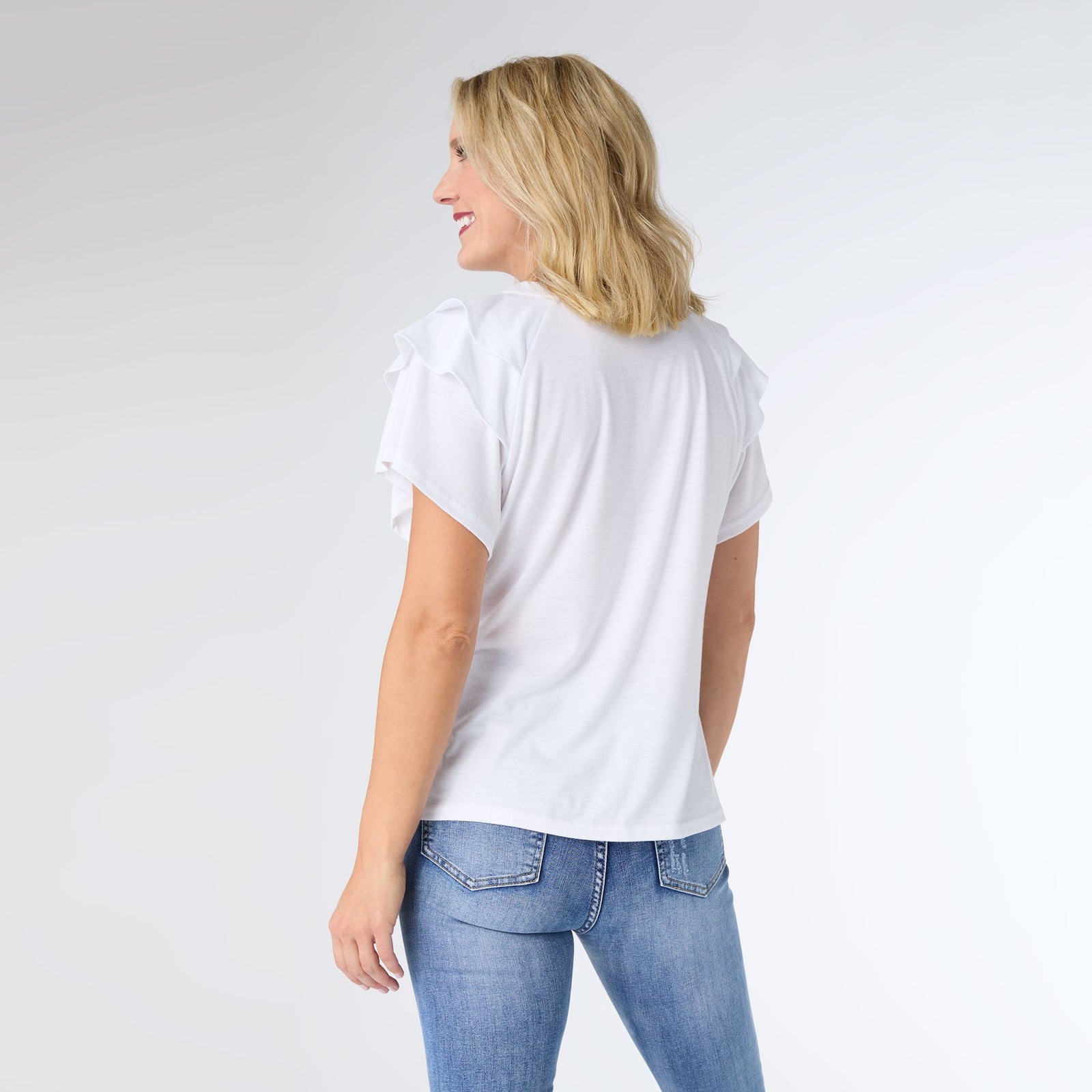 MANDY CAP SLEEVE RUFFLE TEE - Molly's! A Chic and Unique Boutique 