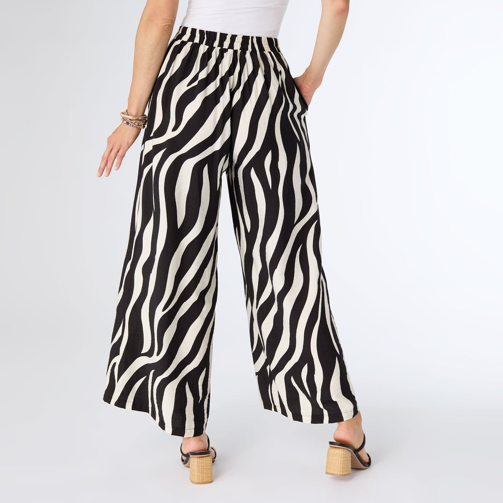 GRACIE WIDE LEG FLOWY PANT- BLACK/TAUPE - Molly's! A Chic and Unique Boutique 