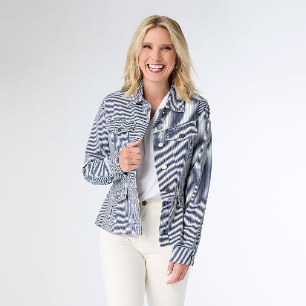 SAMSON STRIPED DENIM JACKET - Molly's! A Chic and Unique Boutique 