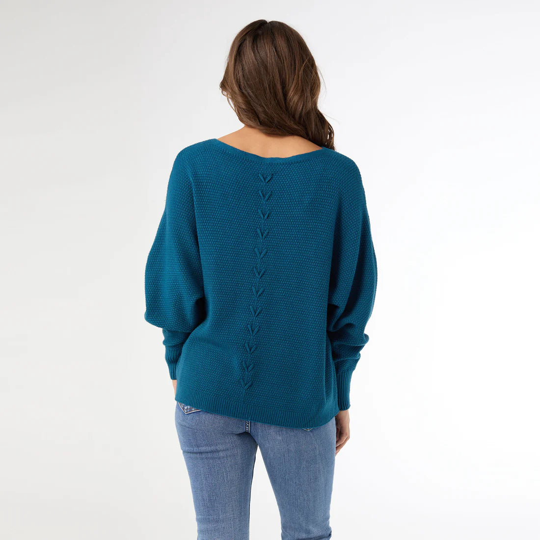 RELAXED CIANA PULLOVER LATTICE BACK OCEANSIDE - Molly's! A Chic and Unique Boutique 
