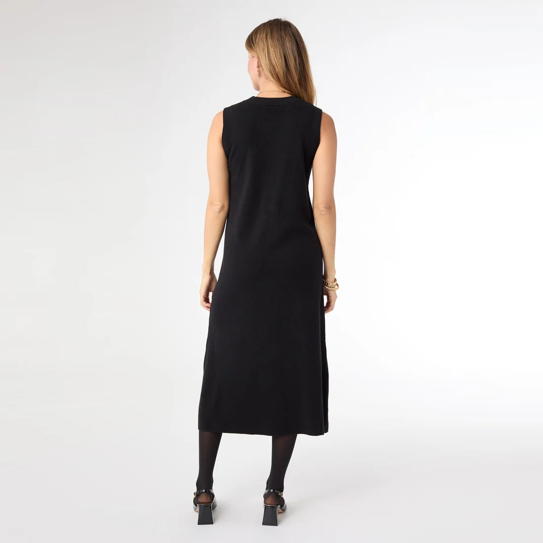 Donna Sleeveless Sweater Dress- Black