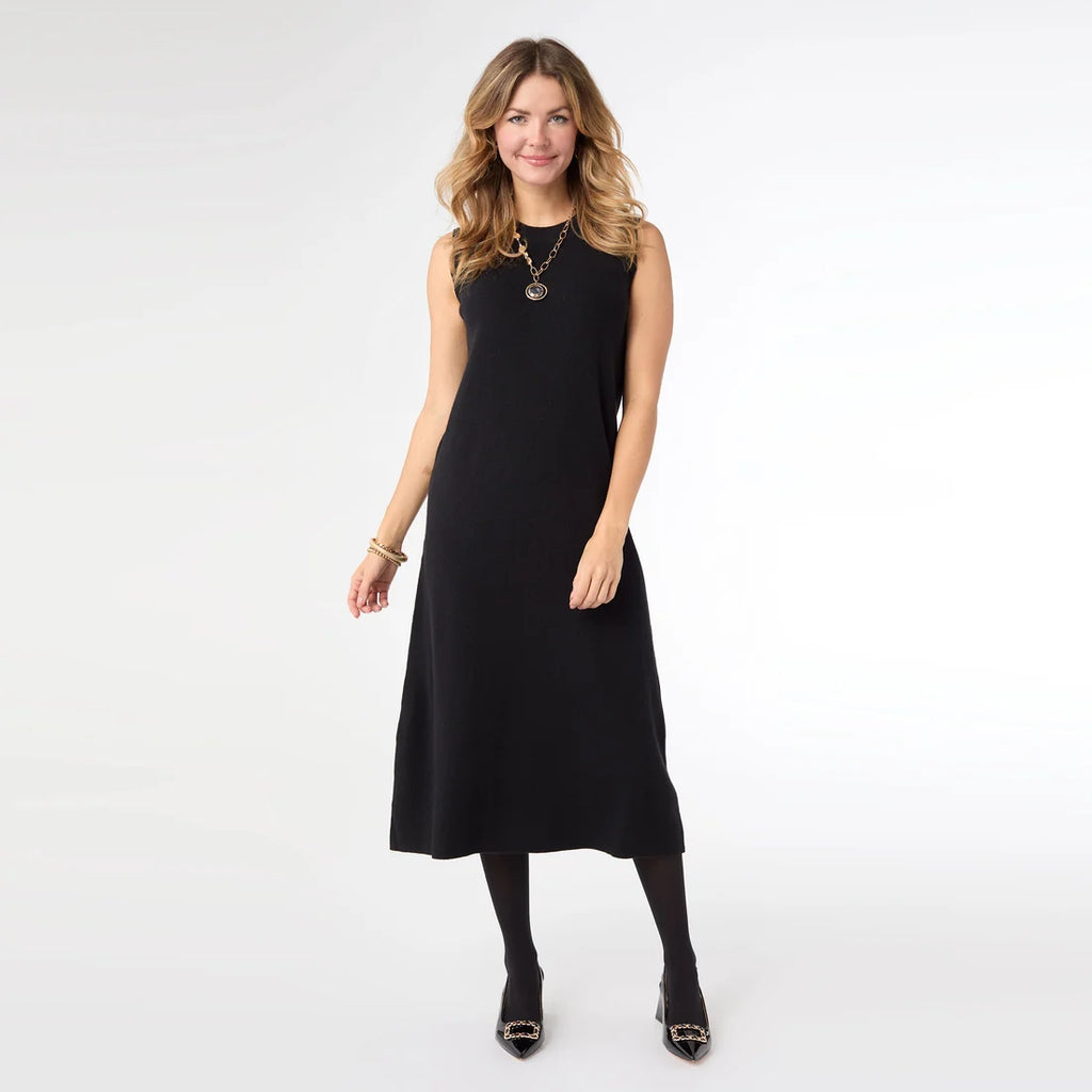 Donna Sleeveless Sweater Dress- Black