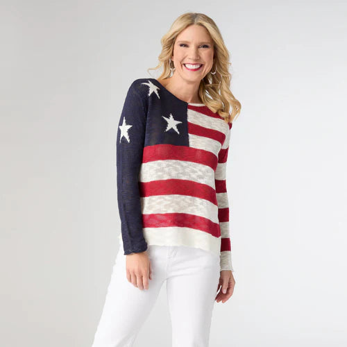 MURIEL BURNOUT FLAG SWEATER - Molly's! A Chic and Unique Boutique 