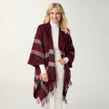 Teagan Striped Lurex Wrap - Rich Wine
