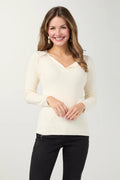 Kamryn V-Neck Rib Knit Top - Ivory