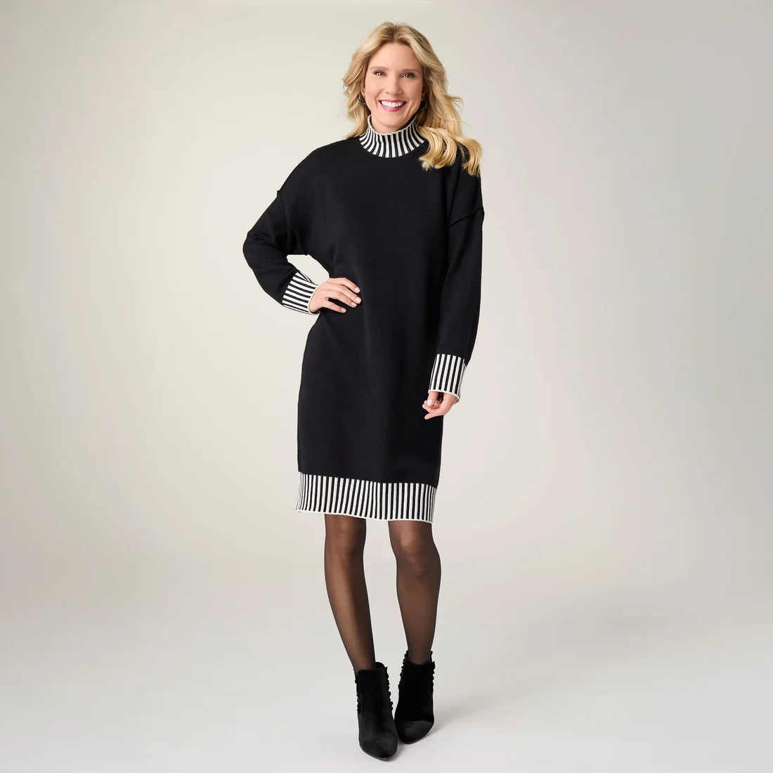 Jayla Knit Dress with Striped Trim