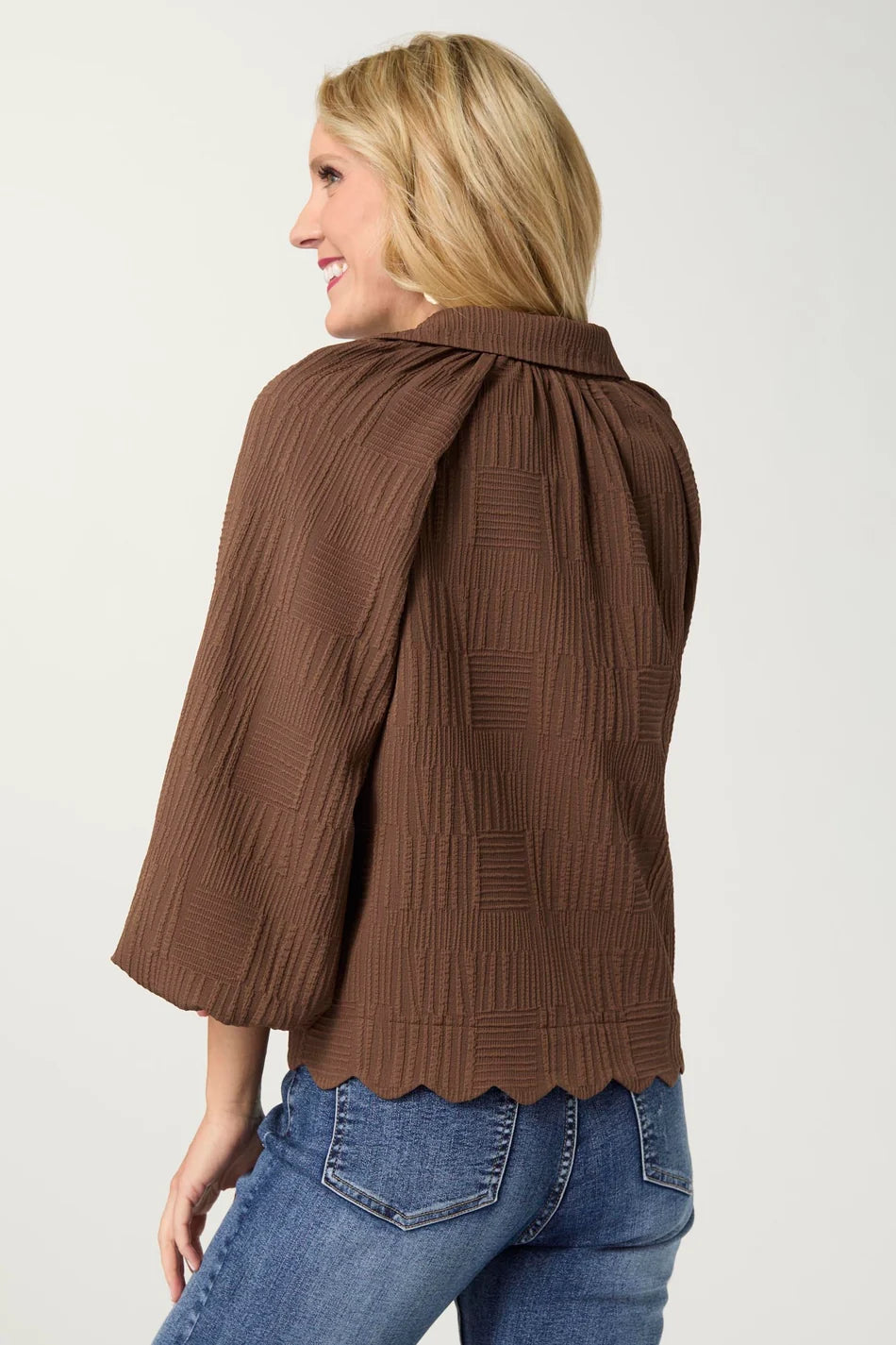 Morrison Puffy 3/4 Sleeve Top - Chocolate