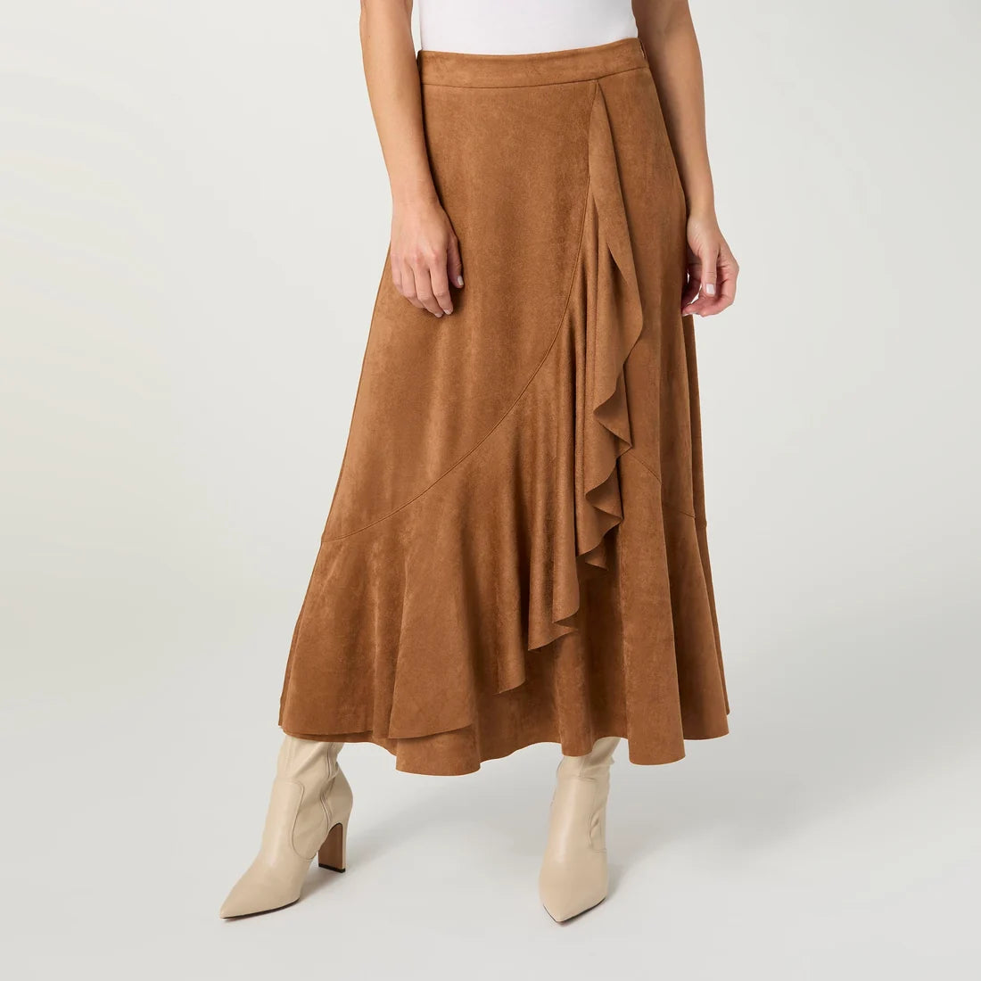 Canyon Faux Suede Skirt with Ruffle
