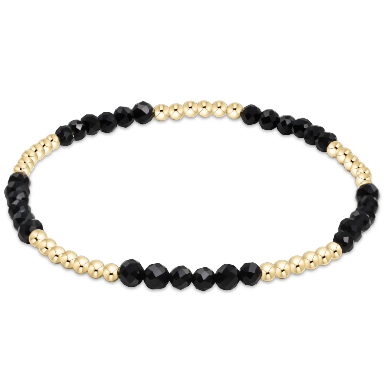 BLISSFUL PATTERN 2.5MM BEAD BRACELET-FACETED ONYX