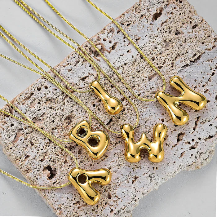 GOLDEN GLOW BUBBLE LETTER NECKLACE - Molly's! A Chic and Unique Boutique 