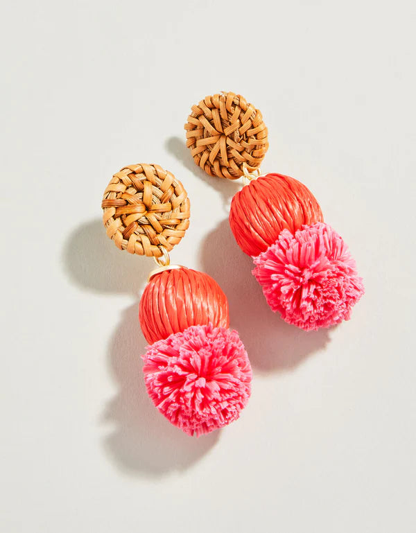 STRAW POM EARRINGS RED - Molly's! A Chic and Unique Boutique 