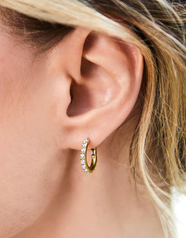 CLASSIC GEM HOOP EARRINGS CRYSTAL 16MM - Molly's! A Chic and Unique Boutique 