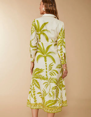 MARIANNE SHIRT DRESS SOUTHERN RESORT PALMS GREEN