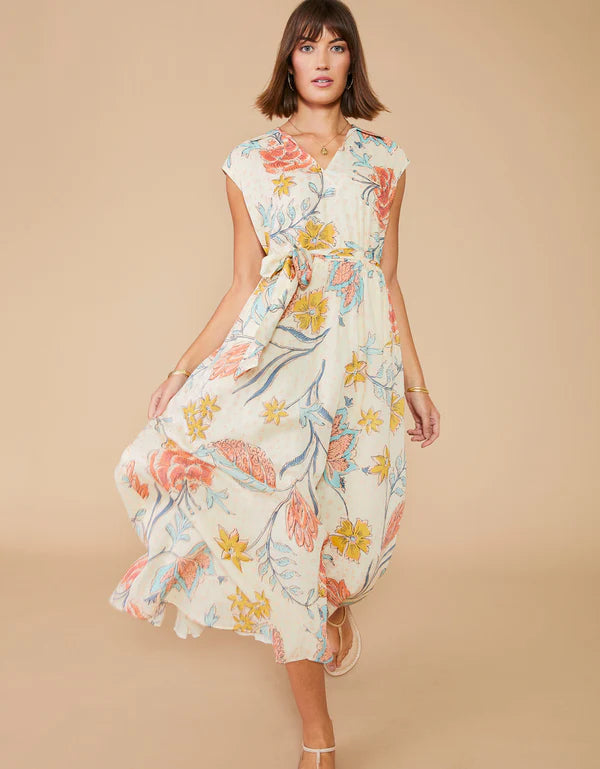 HALLIE MIDI DRESS CLARA STARRY FLORAL CREAM - Molly's! A Chic and Unique Boutique 