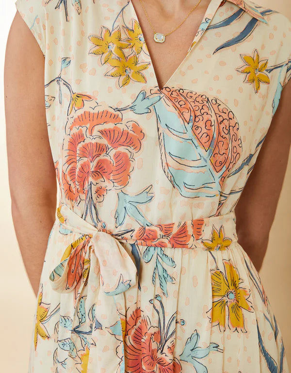 HALLIE MIDI DRESS CLARA STARRY FLORAL CREAM - Molly's! A Chic and Unique Boutique 