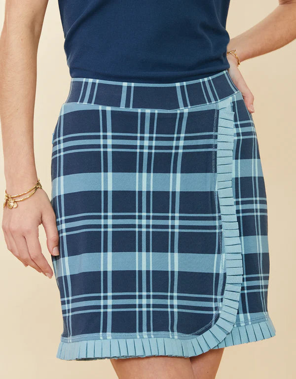 JERSEY WRAP SKORT CLARA- PLAID BLUESTONE - Molly's! A Chic and Unique Boutique 