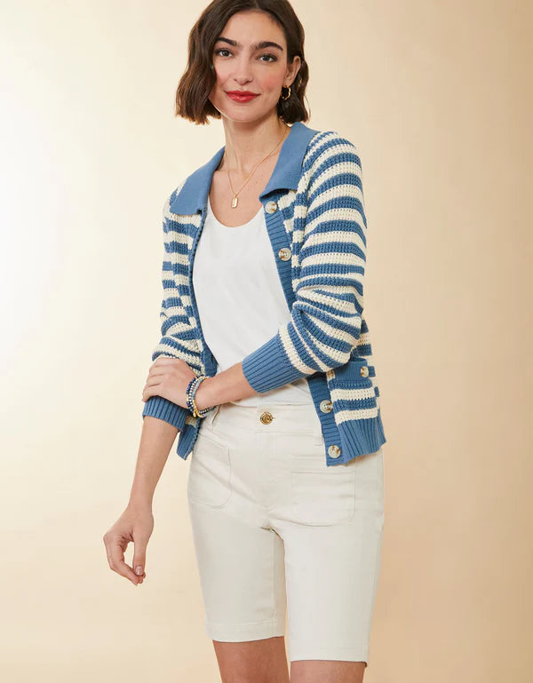 LYDIE CARDIGAN BLUESTONE STRIPE - Molly's! A Chic and Unique Boutique 