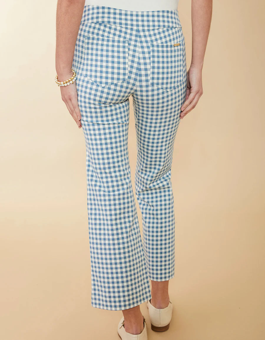 MAREN KICK FLARE PANT CLARA GINGHAM BLUESTONE - Molly's! A Chic and Unique Boutique 
