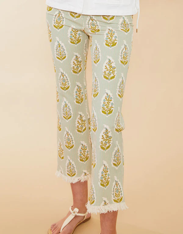 MAREN FRINGE PANT RICHMOND HILL STRIPE FLORAL MOTIF SURF - Molly's! A Chic and Unique Boutique 