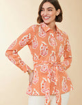 MARIANNE BLOUSE RICHMOND HILL STRIPE FLORAL MOTIF RED - Molly's! A Chic and Unique Boutique 