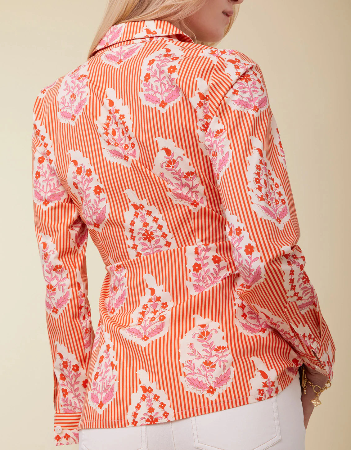 MARIANNE BLOUSE RICHMOND HILL STRIPE FLORAL MOTIF RED - Molly's! A Chic and Unique Boutique 
