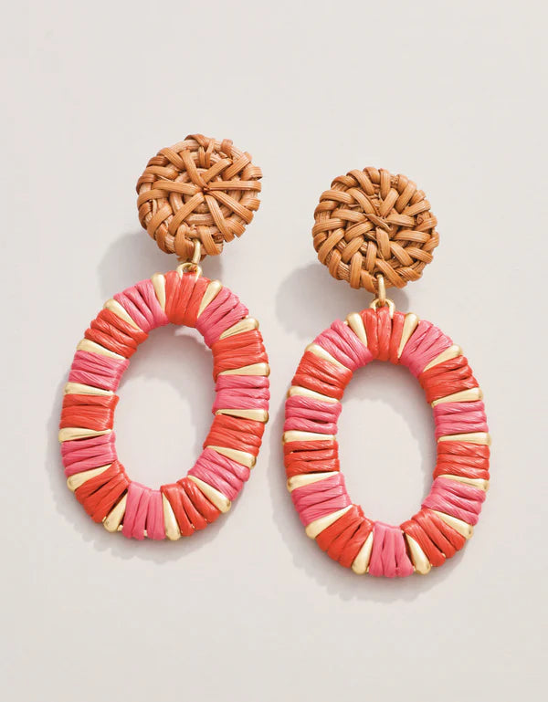 STRAW OVAL EARRINGS RED - Molly's! A Chic and Unique Boutique 