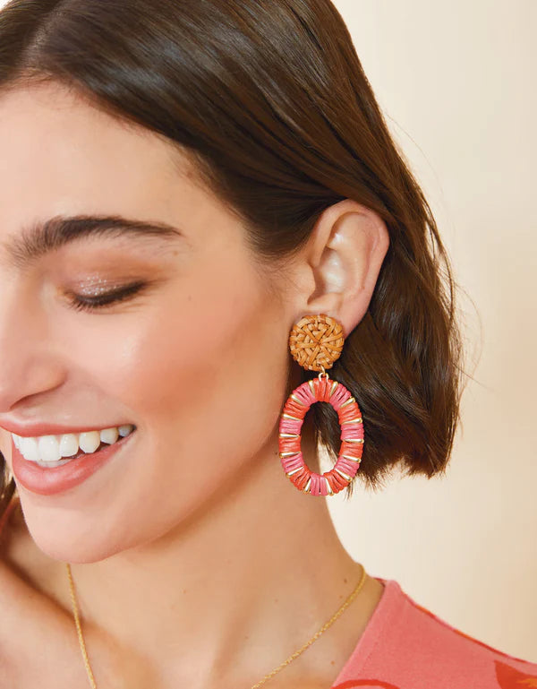 STRAW OVAL EARRINGS RED - Molly's! A Chic and Unique Boutique 