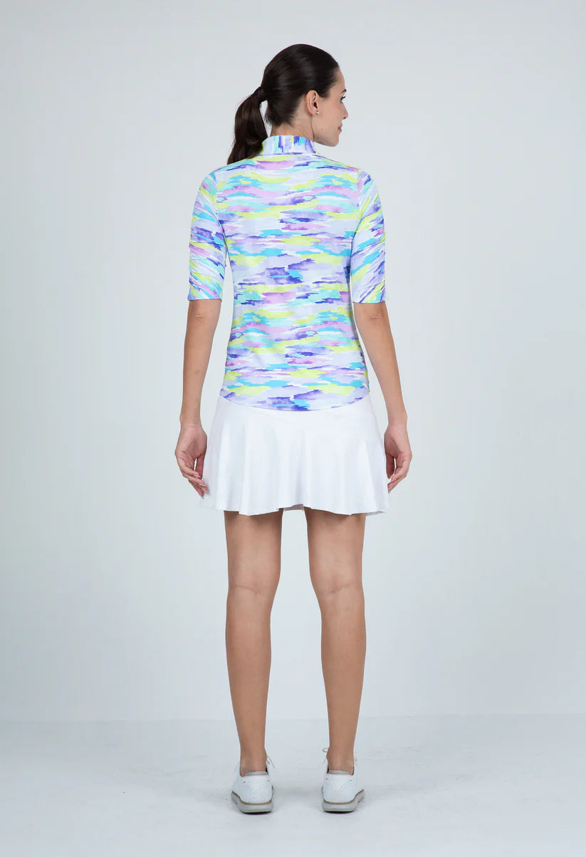 JESSIE PRINT RUCHED ELBOW LENGTH SLEEVE TOP - Molly's! A Chic and Unique Boutique 