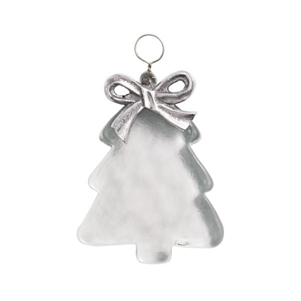 TREE METAL BOW GLASS ORNAMENT