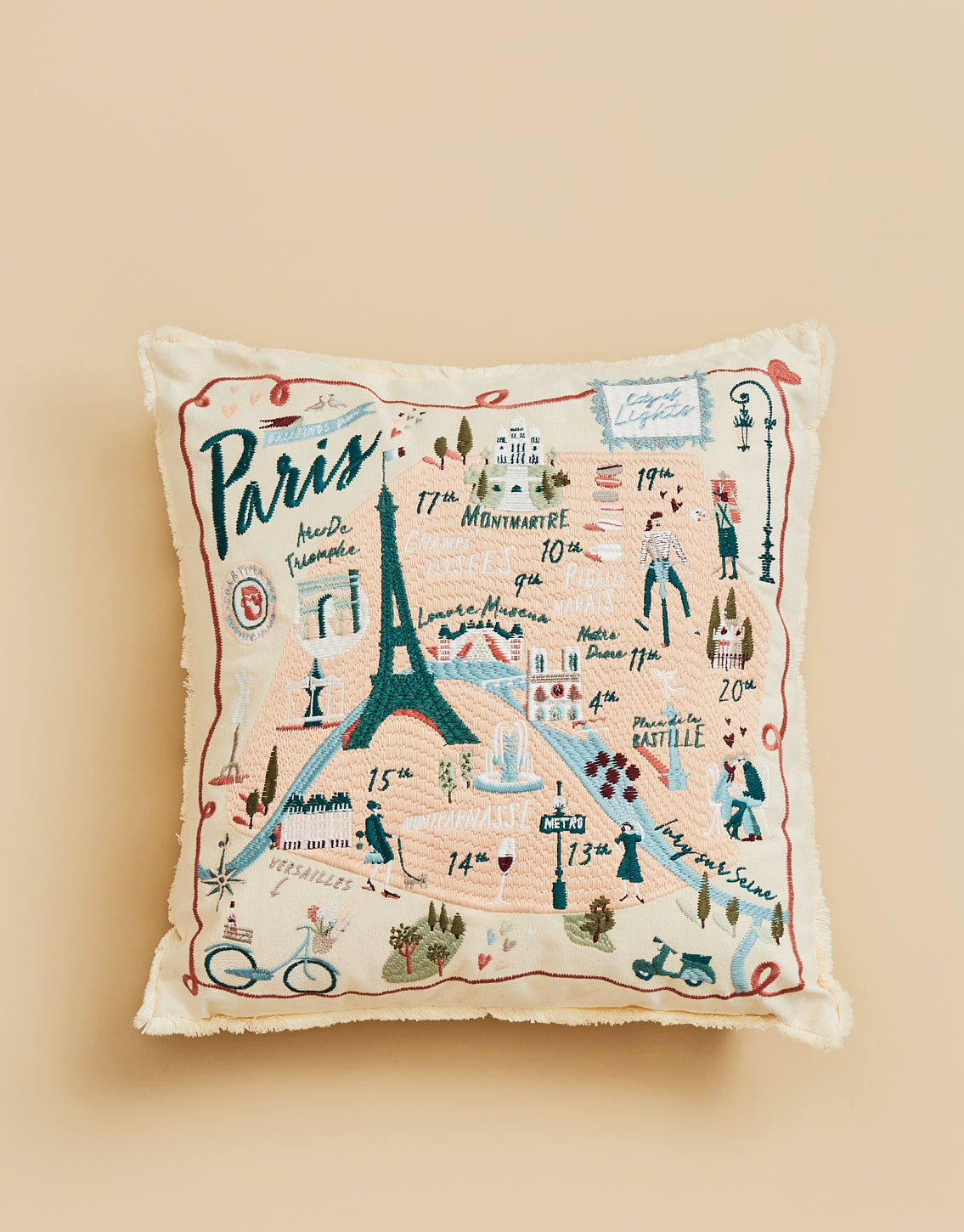 Paris Embroidered Pillow - Molly's! A Chic and Unique Boutique 