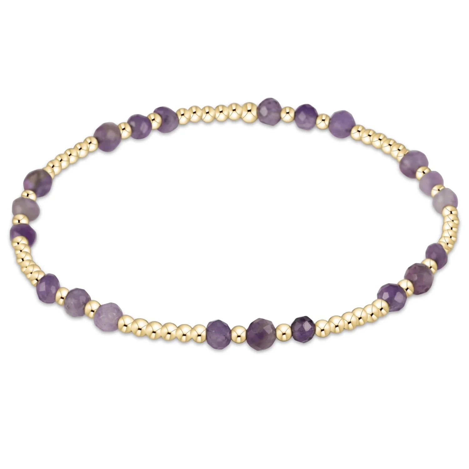 GEMSTONE GOLD JOY PATTERN 3MM BEAD BRACELET-AMETHYST - Molly's! A Chic and Unique Boutique 