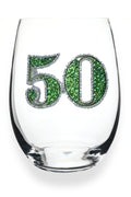 JEWELED 50TH BIRTHDAY STEMLESS WINE GLASS - Molly's! A Chic and Unique Boutique 